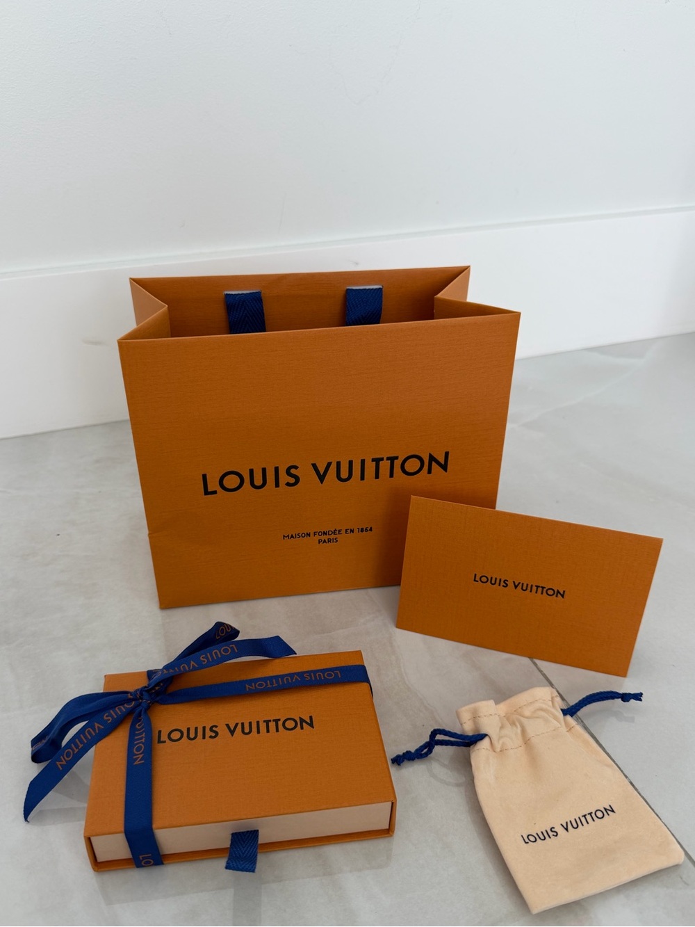 Louis Vuitton Shopping Bag Pull Out Drawer Box Jewelry Pouch Ribbon Receipt Hold